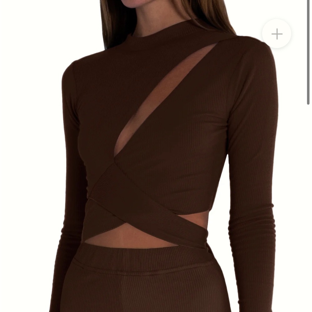 NWT! Lama Jouni BROWN CUT OUT TIE TOP (S)